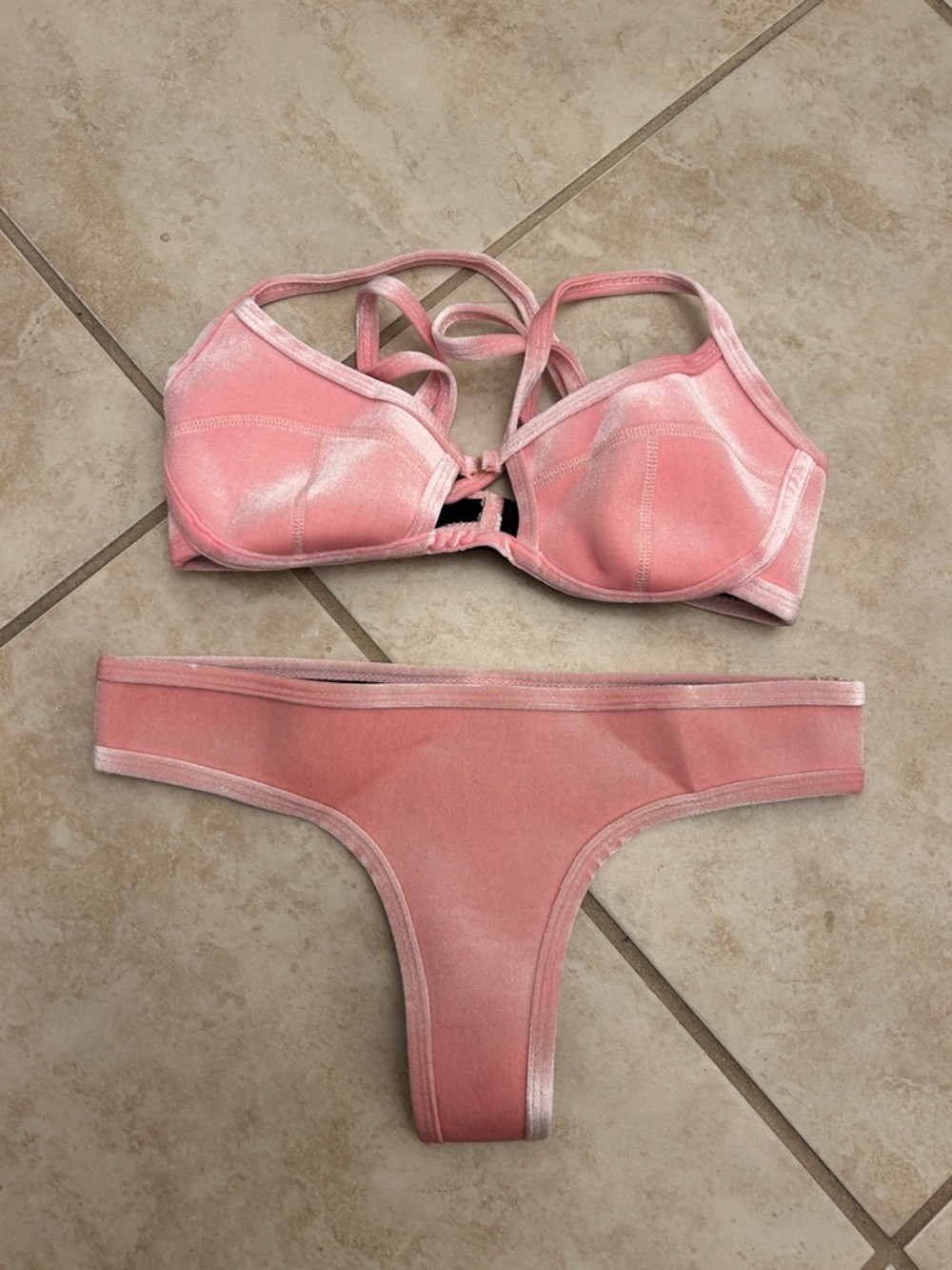 Hoaka Pink Velvet Bikini Set